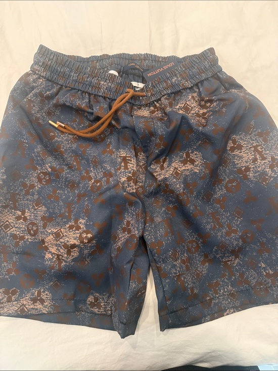 Louis Vuitton Other - Louis Vuitton Navy & Brown Monogram Swim Trunks